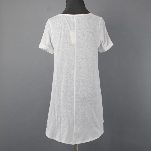 9-h15 STCL $58 Sz S Ivory White Round Neck 1/4 Button Hi Low 100% Cotton Top - Picture 8 of 14
